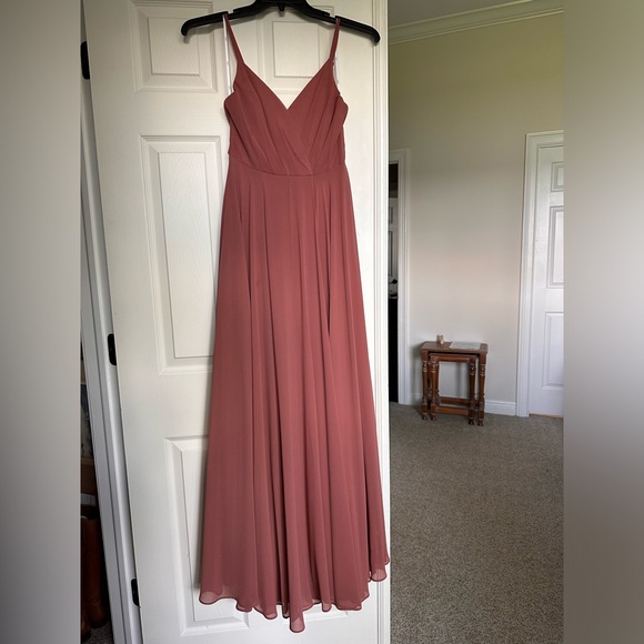 Lulu’s Full-Length Rusty Rose Dress - Picture 1 of 6